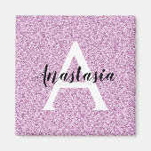 Girly Glam Paars Glitter Sparkles Monogram Magneet (Voorkant)