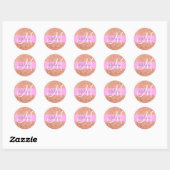 Girly Glam Pink Peach Gold Glitter Monogram Naam Ronde Sticker (Vel)