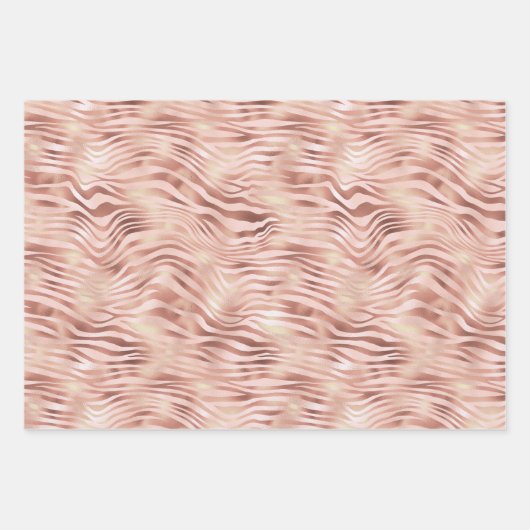 Girly Glam Pink Peach Roos Zebra Print Inpakpapier Vel (Voorkant)