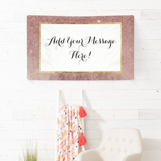 Girly Glam Pink Rose Gold Foil en Glitter Mesh Spandoek (Insitu)