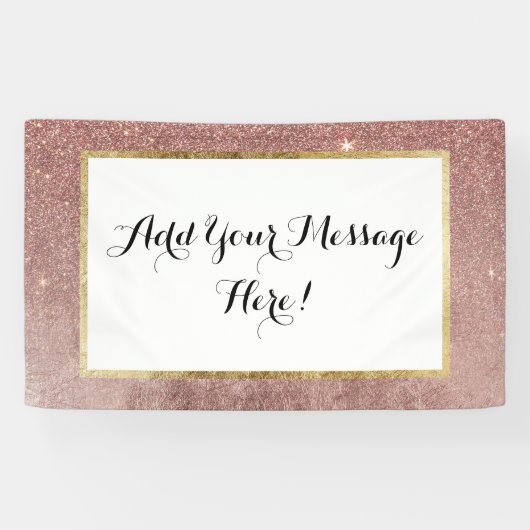 Girly Glam Pink Rose Gold Foil en Glitter Mesh Spandoek (Horizontaal)