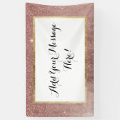 Girly Glam Pink Rose Gold Foil en Glitter Mesh Spandoek (Verticaal)