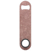 Girly Glam Pink Rose Gold Foil en Glitter Mesh Speed Flessenopener (Achterkant)