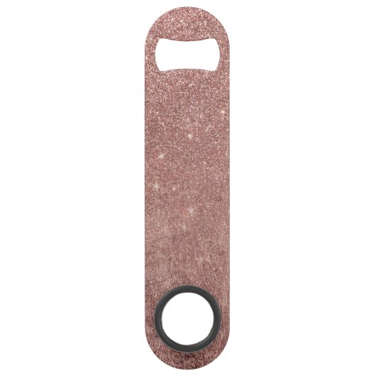Girly Glam Pink Rose Gold Foil en Glitter Mesh Speed Flessenopener (Voorkant)