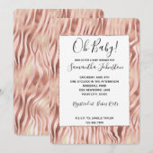  Girly Glam Pink Rose Zebra Baby shower Kaart (Voorkant / Achterkant)