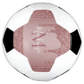 Girly Glam Roos Gold Driving Glitter Monogram Voetbal (Gedraaid)