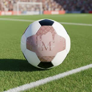 Girly Glam Roos Gold Driving Glitter Monogram Voetbal