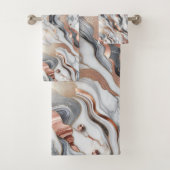 Girly Glam Roos Goud Zilver & Wit Marmer Bad Handdoek (Insitu)
