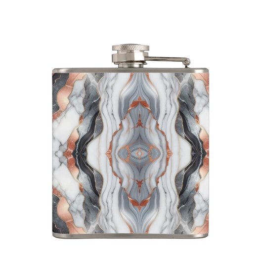 Girly Glam Roos Goud Zilver & Wit Marmer Heupfles (Achterkant)