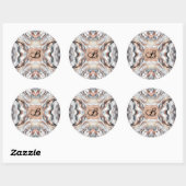 Girly Glam Roos Goud Zilver & Wit Marmer Initiaal Ronde Sticker (Vel)