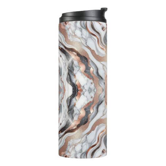 Girly Glam Roos Goud Zilver & Wit Marmer Thermosbeker (Gedraaid links)