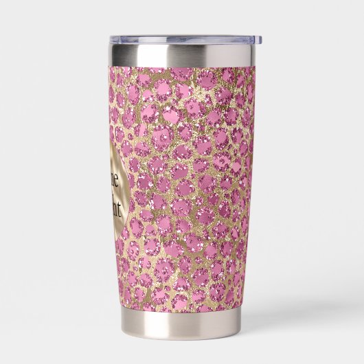 Girly Glam Roze Glitter Goud Luipaard Geïsoleerde Drinkbeker (Links)