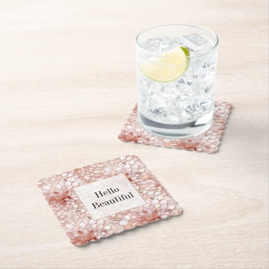 Girly Glam Roze Rose Goud Bloemen Kartonnen Onderzetters (Insitu)