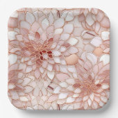 Girly Glam Roze Rose Goud Bloemen Papieren Bordje (Voorkant)