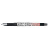 Girly Glam Roze Zwart Wit Luipaard Print Glitter Pen (Voorkant)
