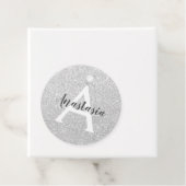 Girly Glam Silver Glitter Sparkles Monogram Bedankjes Labels (In situ)