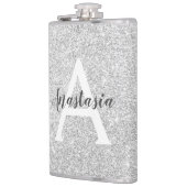Girly Glam Silver Glitter Sparkles Monogram Heupfles (Links)
