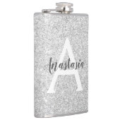 Girly Glam Silver Glitter Sparkles Monogram Heupfles (Rechts)