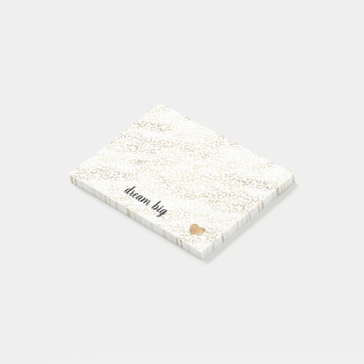 Girly Glam White Glam Leopard Print Heart Post-it® Notes (Schuin)