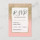 Girly Glamorous Pink Gold Glitter Gestreepte Gradi Informatiekaartje (Voorkant)