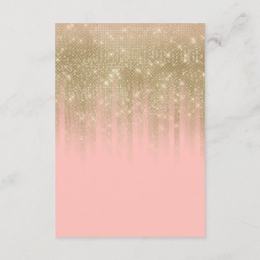Girly Glamorous Pink Gold Glitter Gestreepte Gradi Informatiekaartje (Achterkant)