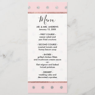 Girly Glamorous Pink Silver Glitter Polka Dots Menu