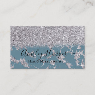 Girly Glamoureuze Silver Glitter Marble Gradient Visitekaartje