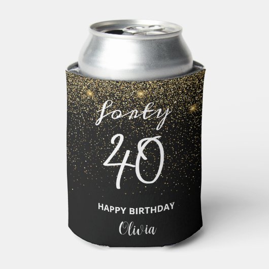 Girly glitter Aangepaste moderne 40e verjaardag Blikjeskoeler (Blikje Voorkant)