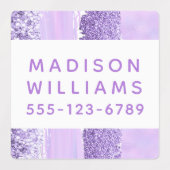 Girly Glitter Chic Modern Personalized Waterproof Labels (Design 1)