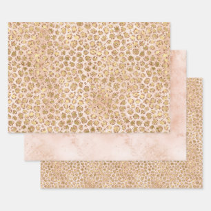Girly Glitter Gold Peach-kleurenprinter Inpakpapier Vel