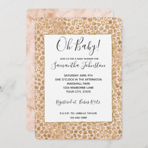 Girly Glitter Gold Peach-kleurenprinter Kaart