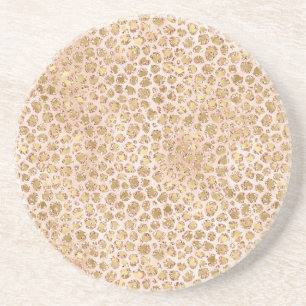 Girly Glitter Gold Peach-kleurenprinter Zandsteen Onderzetter