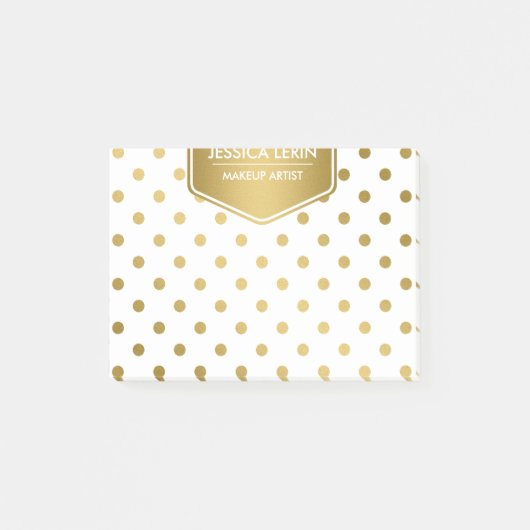 Girly Glitter Gold Polka Dots Pattern Monogram Post-it® Notes (Voorkant)