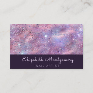 Girly Glitter Lavendar Pink Script Visitekaartje