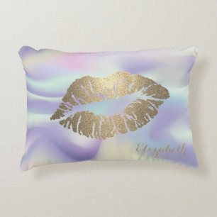 Girly Glitter Lips Holografisch Accent Kussen