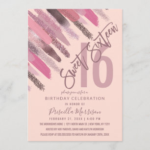 Girly Glitter Paint Brushstrokes Roze Zoet 16 Kaart