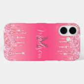 Girly Glitter Pink Drip Glam Monogram Naam toevoeg Case-Mate iPhone Case (Achterkant (horizontaal))
