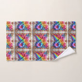 Girly Glitter Rainbow Flowers Towel Set (Serviette à main)