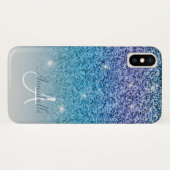 Girly glitter regenboog monogram Case-Mate iPhone case (Achterkant (horizontaal))