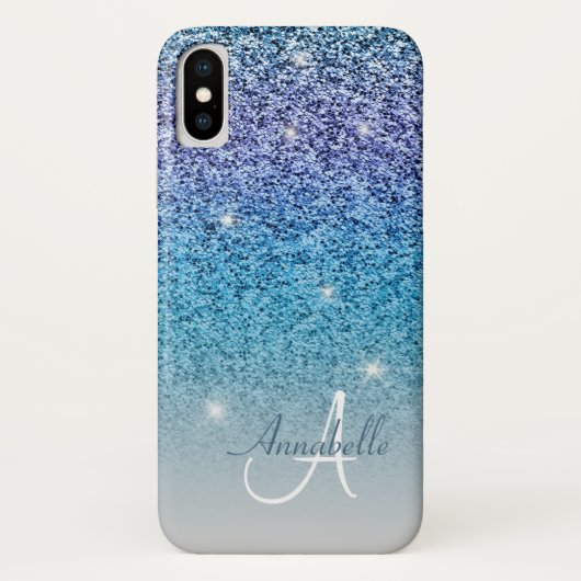 Girly glitter regenboog monogram Case-Mate iPhone case (Achterkant)