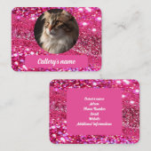Girly Glitter Roze Custom Visitekaartje Cattery (Voorkant / Achterkant)