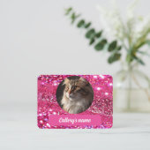 Girly Glitter Roze Custom Visitekaartje Cattery (Staand voorkant)