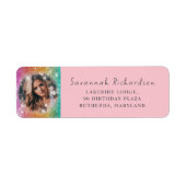 Girly Glitter Roze & Fotofeestje Etiket (Voorkant)