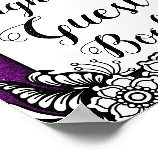 Girly Glitter Sparkles Verjaardag Trouw Gastboek Poster (Hoek)