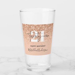 Girly glitter sprankeling moderne 21e verjaardag glas