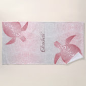 Girly Glitter Turtles Monogram Kust Strandlaken (Voorkant)