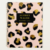 Girly Glittery Gold Blush Pink Leopard Luxe Planner (Voorkant)