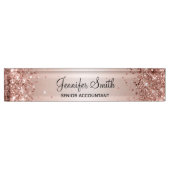 Girly Glittery Roos Gold Gradient Naambordje (Voorkant)