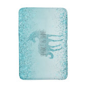 Girly Glitz Aqua Turquoise Glitter Unicorn Badmat (Voorkant Verticaal)