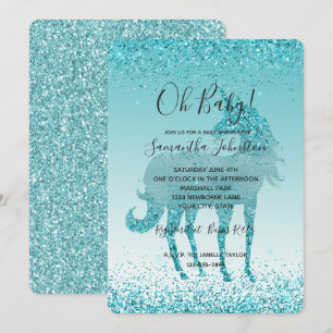 Girly Glitz Aqua Turquoise Glitter Unicorn Kaart